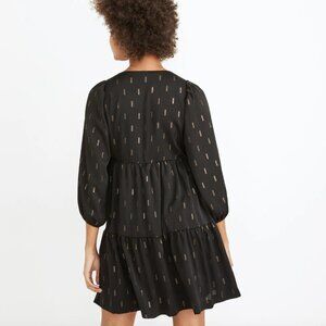 Madewell Metallic Jacquard Faux-Wrap Tiered Mini Dress